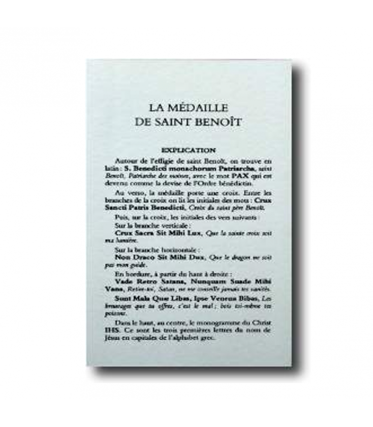 Notice sur la Médaille de Saint Benoit