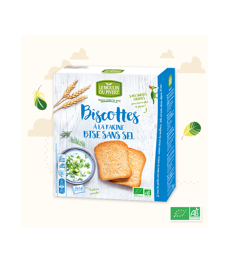 Biscottes à la farine bise sans sel et sans sucres ajoutés bio & vegan