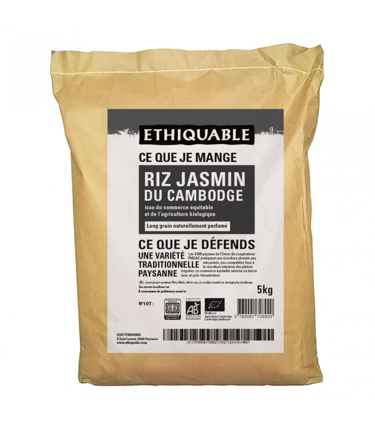 DATE PROCHE - Riz Jasmin du Cambodge bio & équitable RHD 5 kg