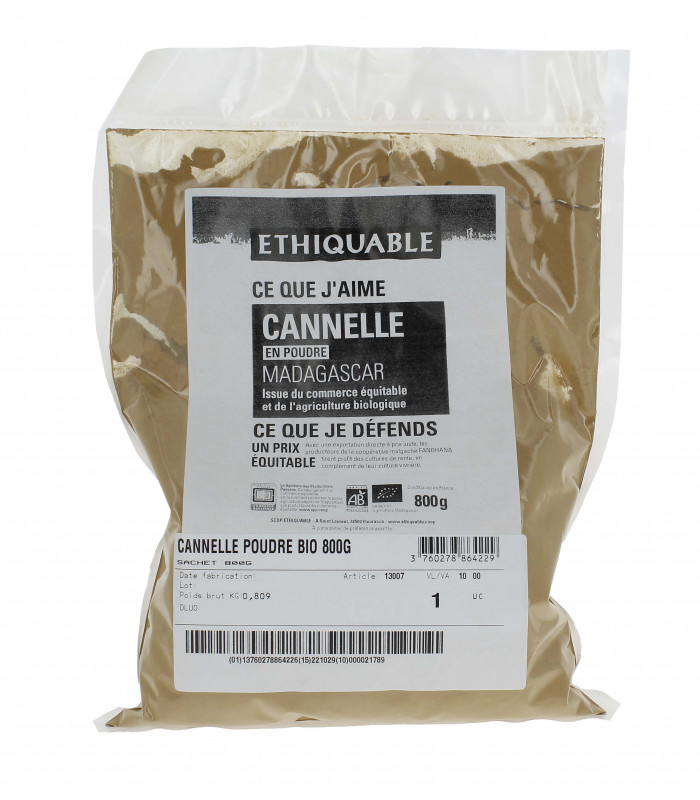 Actibio -- Cannelle écorces poudre bio Vrac (origine Madagascar) - 1 kg