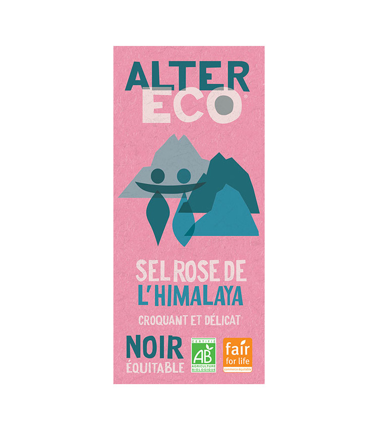 Chocolat NOIR Sel Rose de l'Himalaya bio et équitable