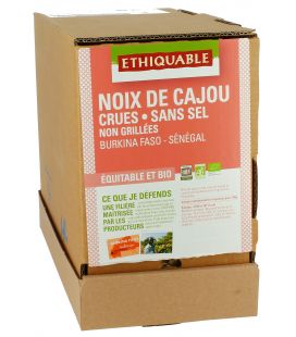 DATE DÉPASSÉE - Noix de Cajou crues, sans sel, non grillées bio & équitable VRAC RHD 3 kg