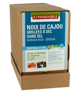 DATE PROCHE - Noix de Cajou Grillées à Sec SANS SEL bio & équitable VRAC RHD 3 kg