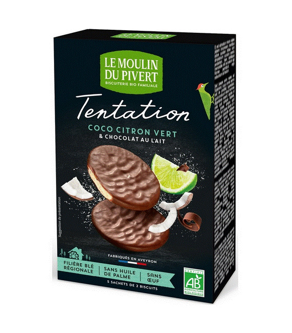 Biscuits Tentation au chocolat au lait et thé vert matcha Bio & équitable