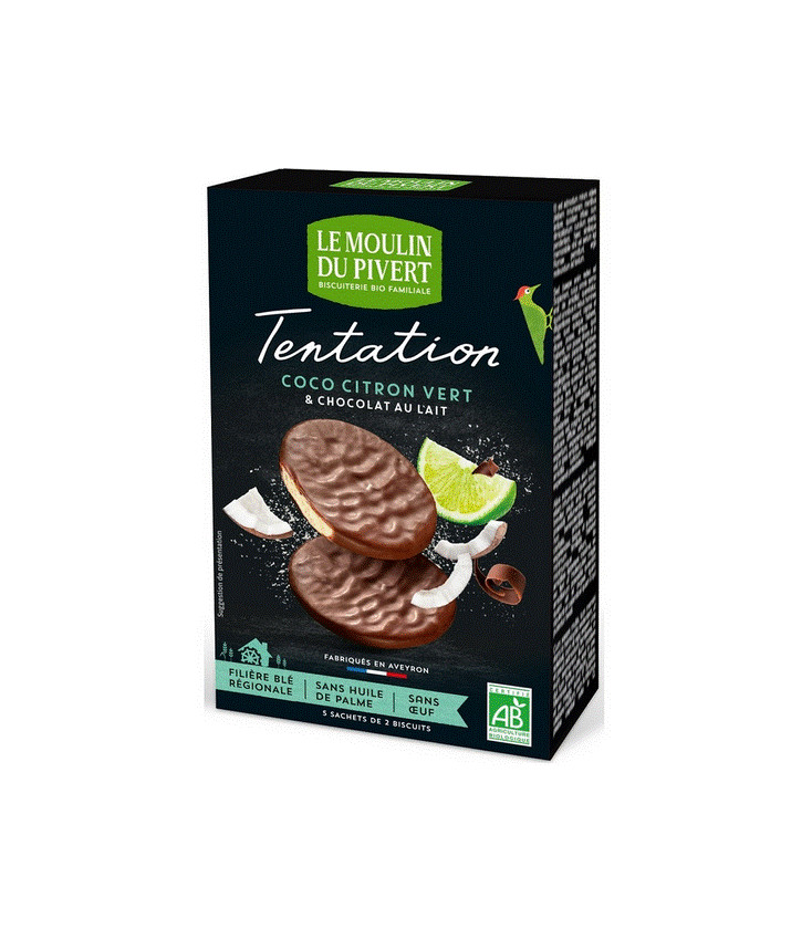 Biscuits Tentation au chocolat au lait et thé vert matcha Bio & équitable