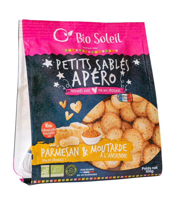 Petits sablés apéro Parmesan & Moutarde Bio