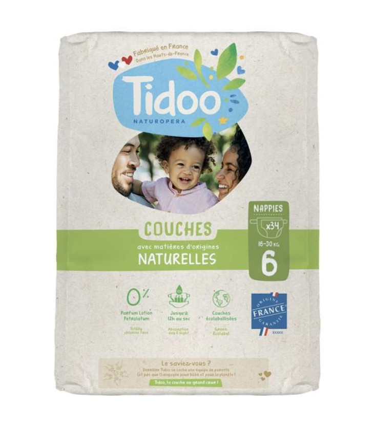 Couches avec matières d'origines naturelles - T6 (16 à 30 kg)