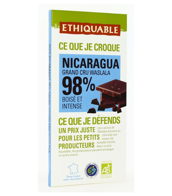 Chocolat Noir Grand Cru 98% bio & équitable