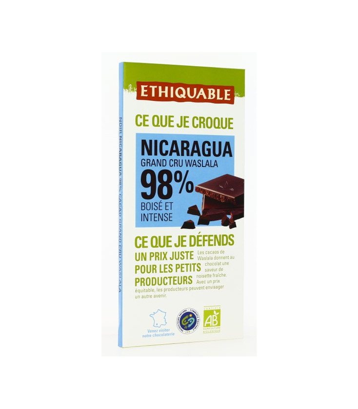 Chocolat Noir Grand Cru 98% bio & équitable