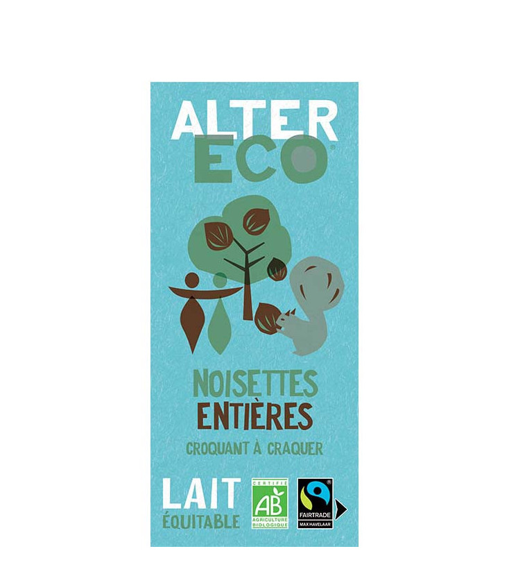 PROMO - Chocolat Lait Noisettes Entières bio et équitable