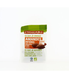 Amandes entières grillées à sec SANS SEL bio & équitable 100 g