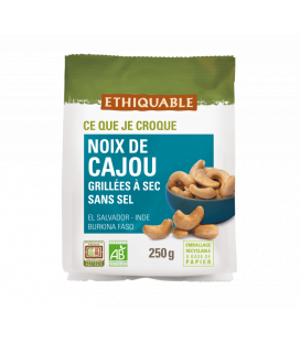 DATE PROCHE - Noix de Cajou grillées à sec SANS SEL bio & équitable